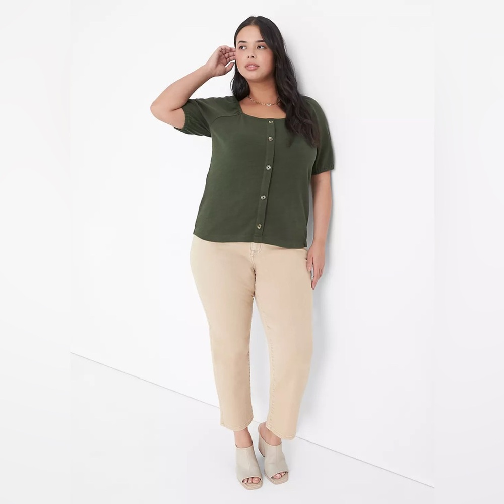 Lane Bryant- Square-Neck Button-Front Top - Picture 3 of 11